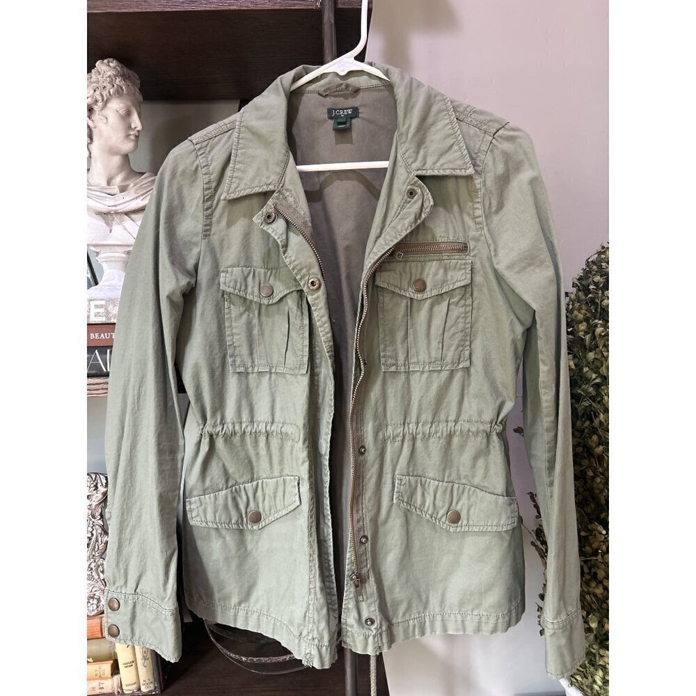 J. Crew Factory Ripstop Utility Jacket Green Womens Size XS